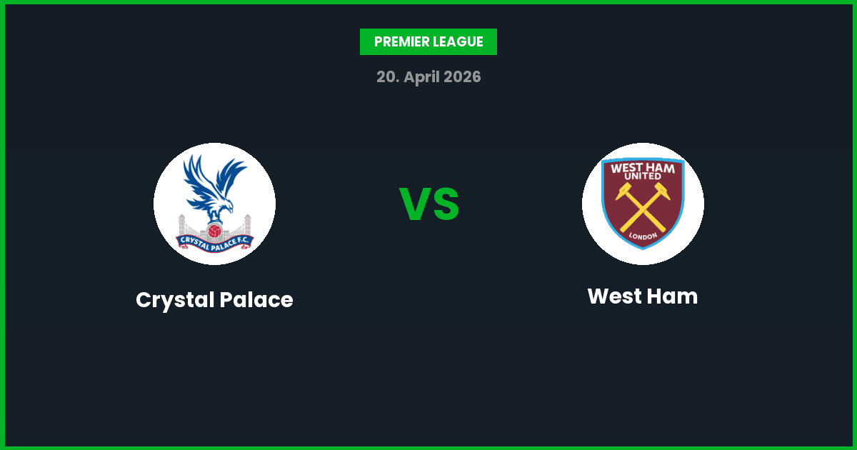 Crystal Palace vs West Ham – Bedste Odds – 20/04/2026