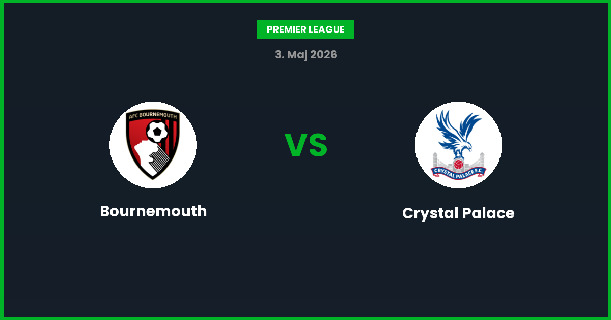 Bournemouth vs Crystal Palace – Bedste Odds – 03/05/2026