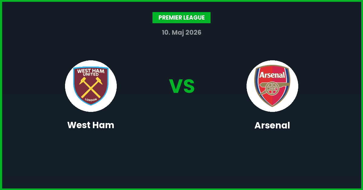 West Ham vs Arsenal – Bedste Odds – 10/05/2026