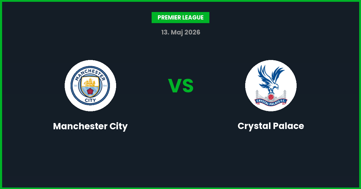 Manchester City vs Crystal Palace – Bedste Odds – 13/05/2026