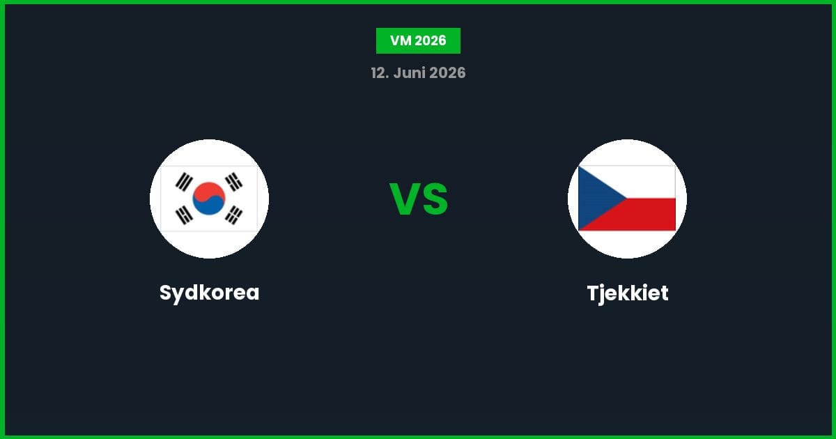 Sydkorea vs Tjekkiet – Bedste Odds – 12/06/2026