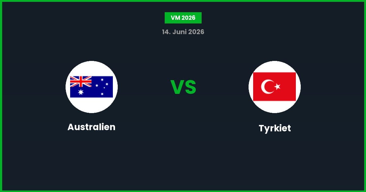 Australien vs Tyrkiet – Bedste Odds – 14/06/2026
