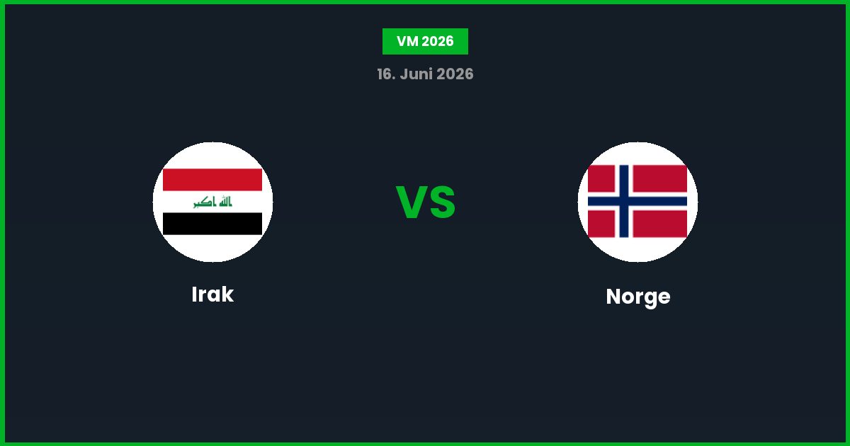 Irak vs Norge – Bedste Odds – 16/06/2026