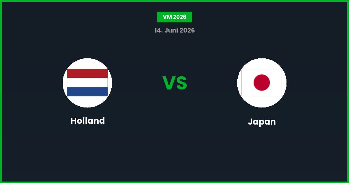 Holland vs Japan – Bedste Odds – 14/06/2026