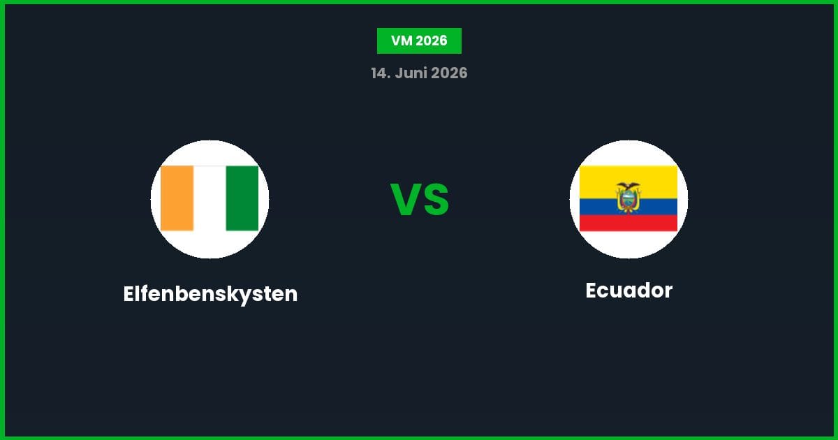 Elfenbenskysten vs Ecuador – Bedste Odds – 15/06/2026
