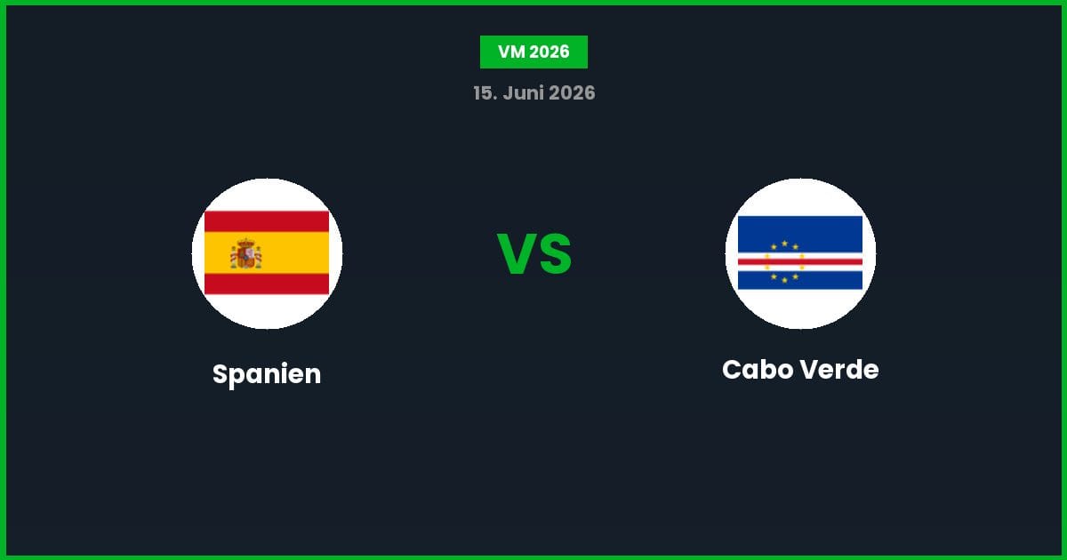 Spanien vs Cabo Verde – Bedste Odds – 15/06/2026