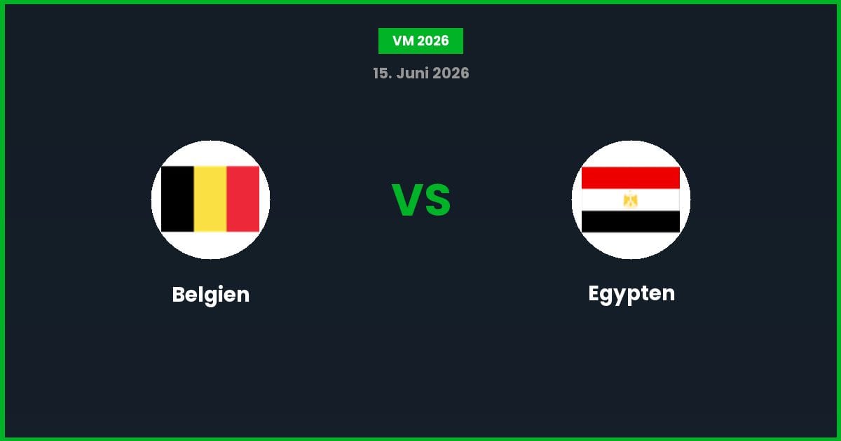 Belgien vs Egypten – Bedste Odds – 15/06/2026