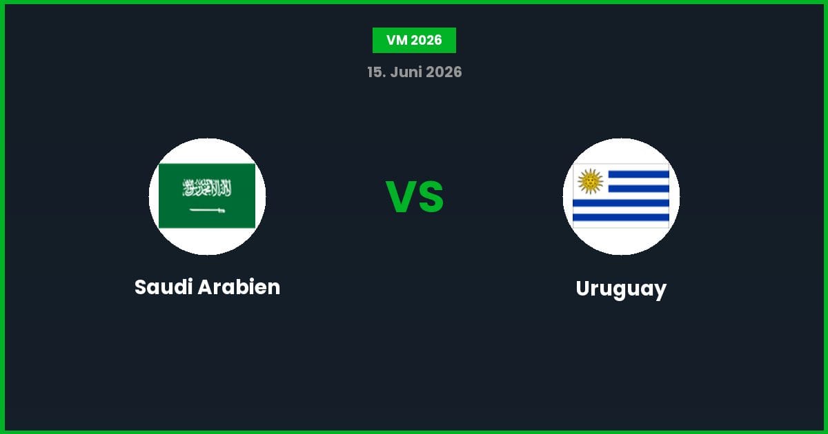 Saudi-Arabien vs Uruguay – Bedste Odds – 16/06/2026