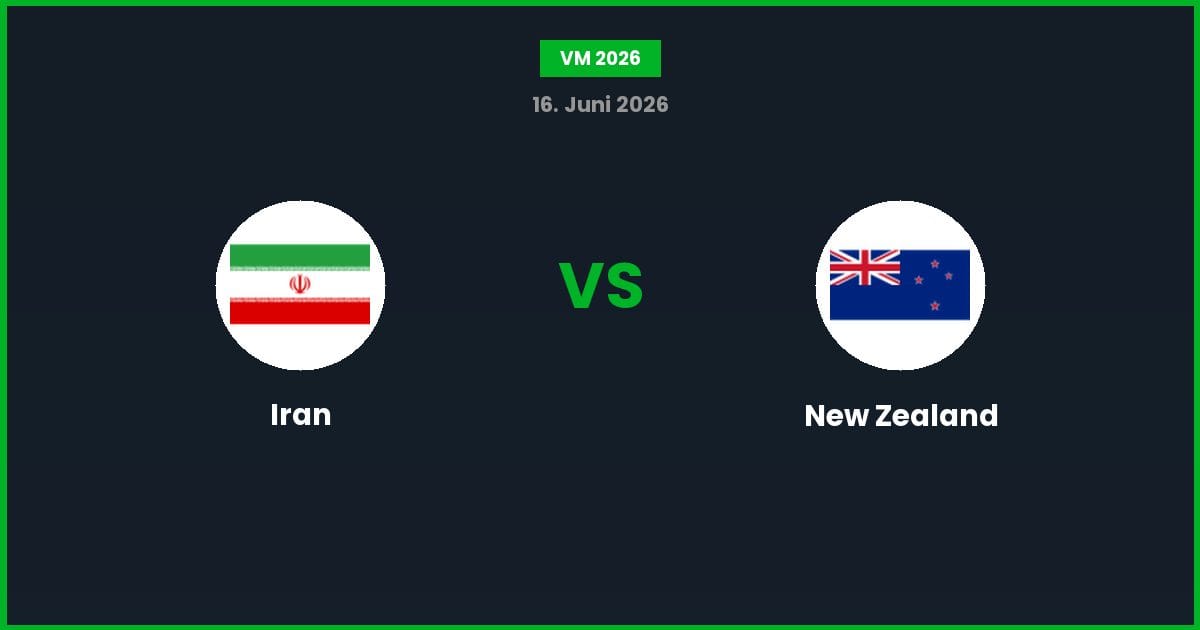 Iran vs New Zealand – Bedste Odds – 16/06/2026