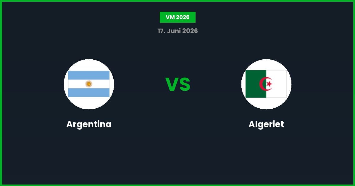 Argentina vs Algeriet – Bedste Odds – 17/06/2026