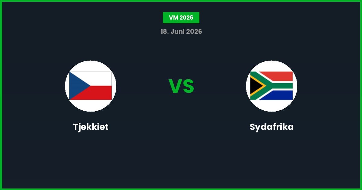 Tjekkiet vs Sydafrika – Bedste Odds – 18/06/2026