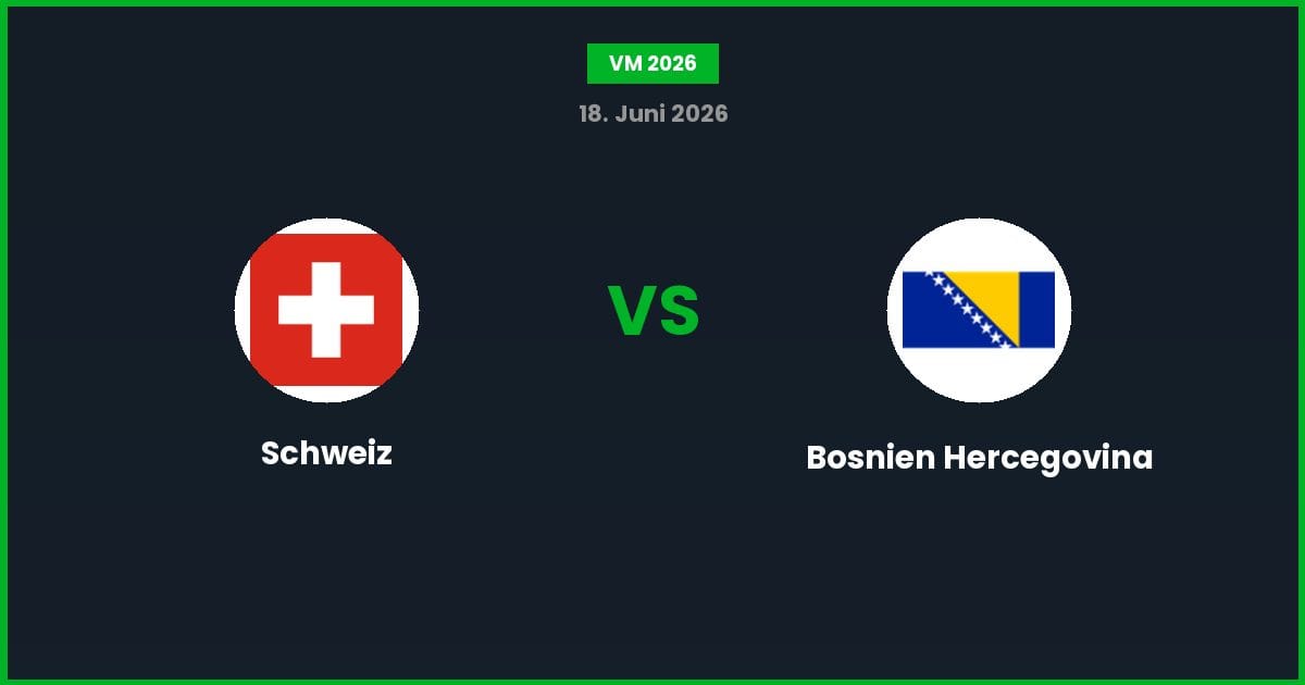Schweiz vs Bosnien-Hercegovina – Bedste Odds – 18/06/2026