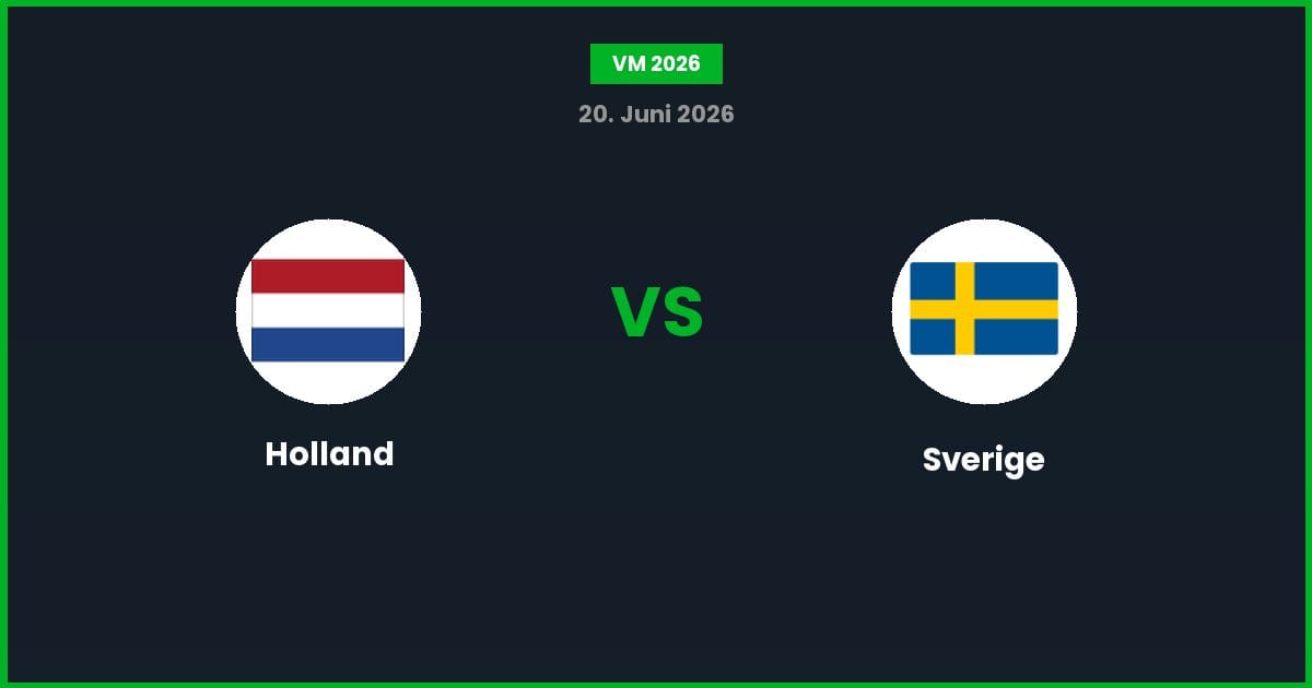 Holland vs Sverige – Bedste Odds – 20/06/2026