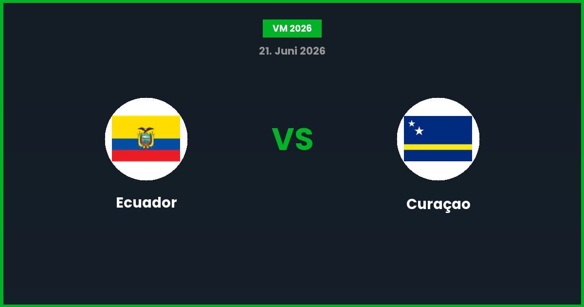Ecuador vs Curaçao – Bedste Odds – 21/06/2026