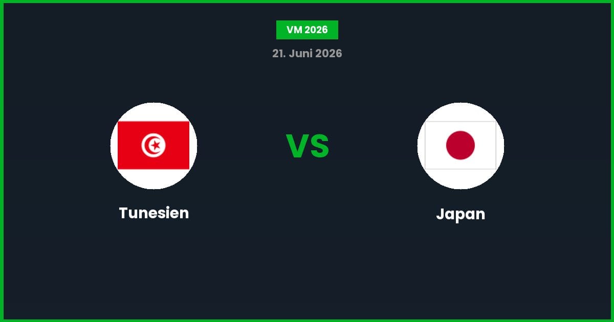 Tunesien vs Japan – Bedste Odds – 21/06/2026