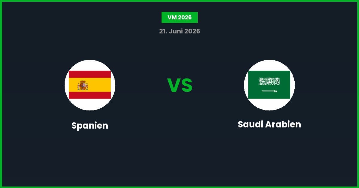 Spanien vs Saudi-Arabien – Bedste Odds – 21/06/2026