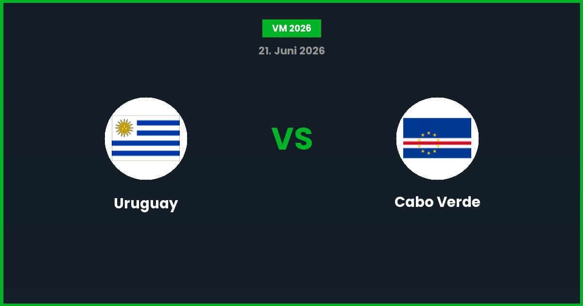 Uruguay vs Cabo Verde – Bedste Odds – 22/06/2026