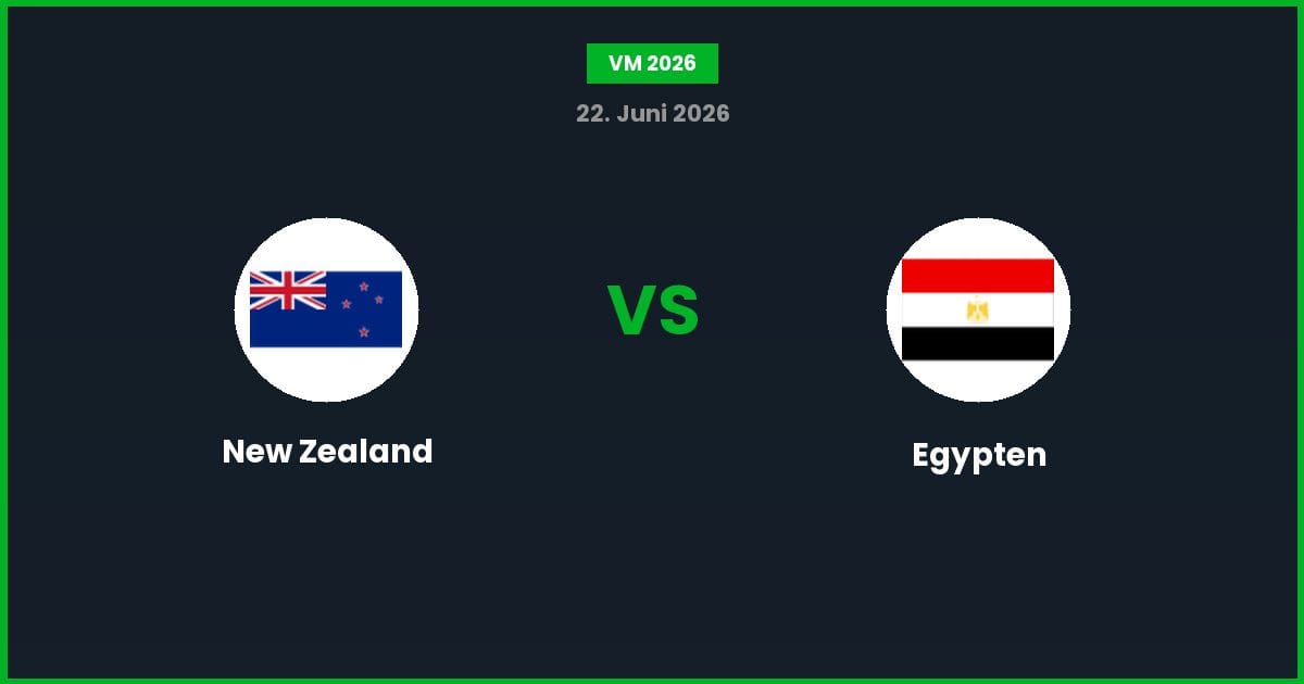 New Zealand vs Egypten – Bedste Odds – 22/06/2026