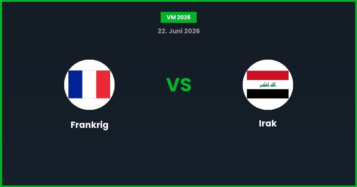 Frankrig vs Irak – Bedste Odds – 22/06/2026