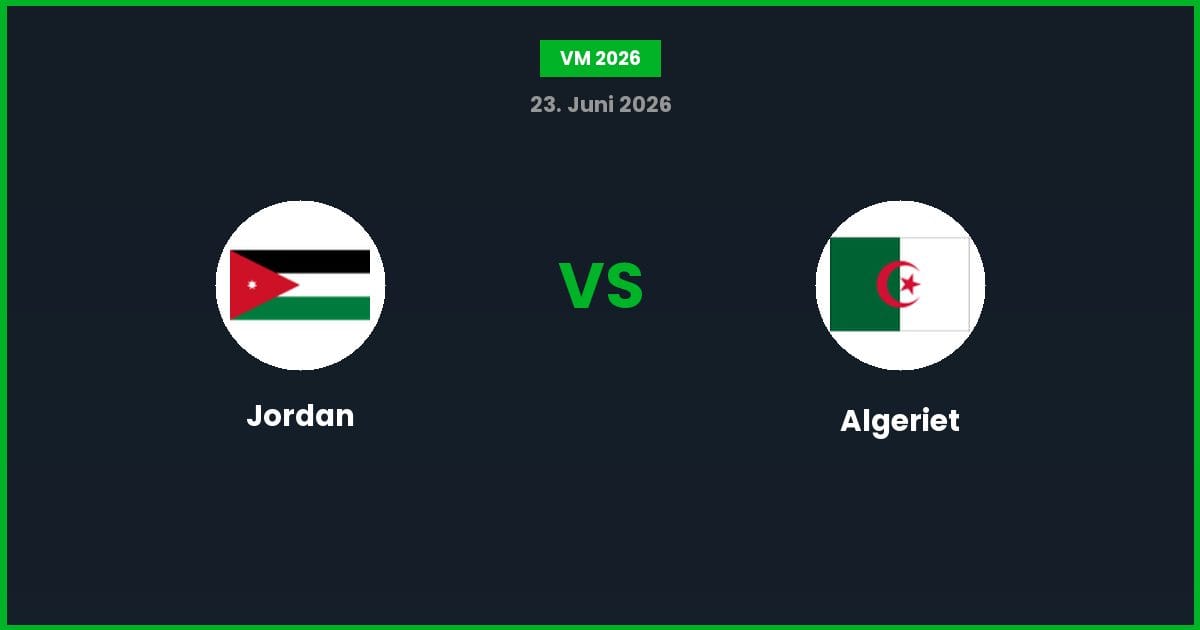 Jordan vs Algeriet – Bedste Odds – 23/06/2026