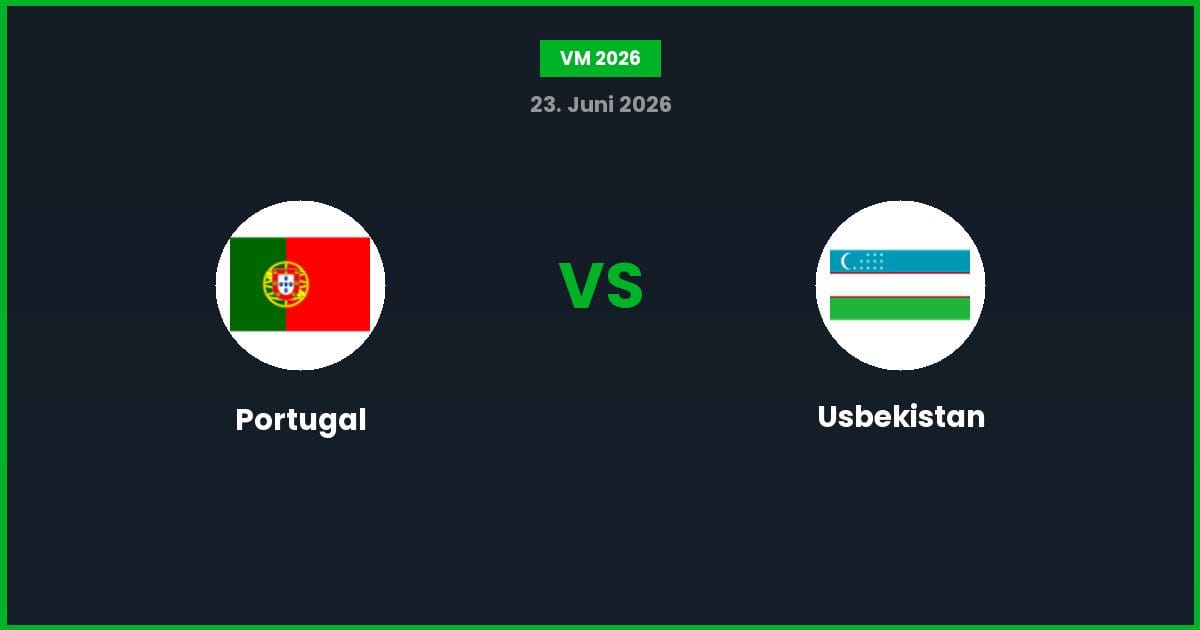 Portugal vs Usbekistan – Bedste Odds – 23/06/2026