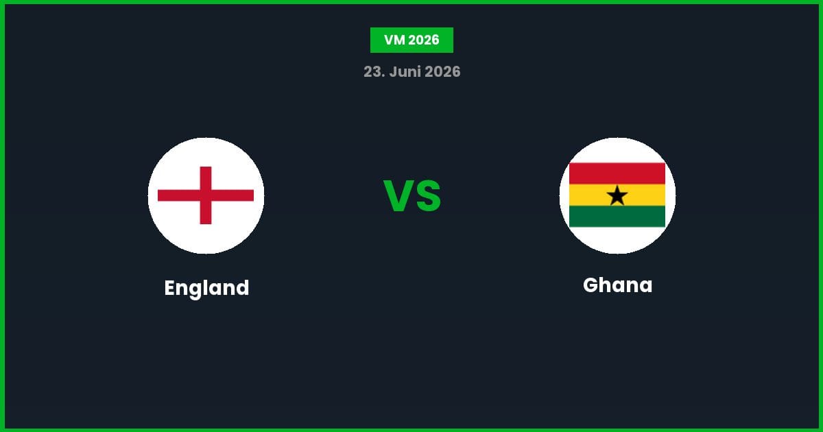 England vs Ghana – Bedste Odds – 23/06/2026