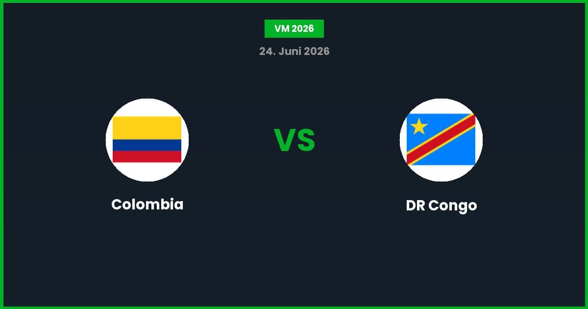 Colombia vs DR Congo – Bedste Odds – 24/06/2026
