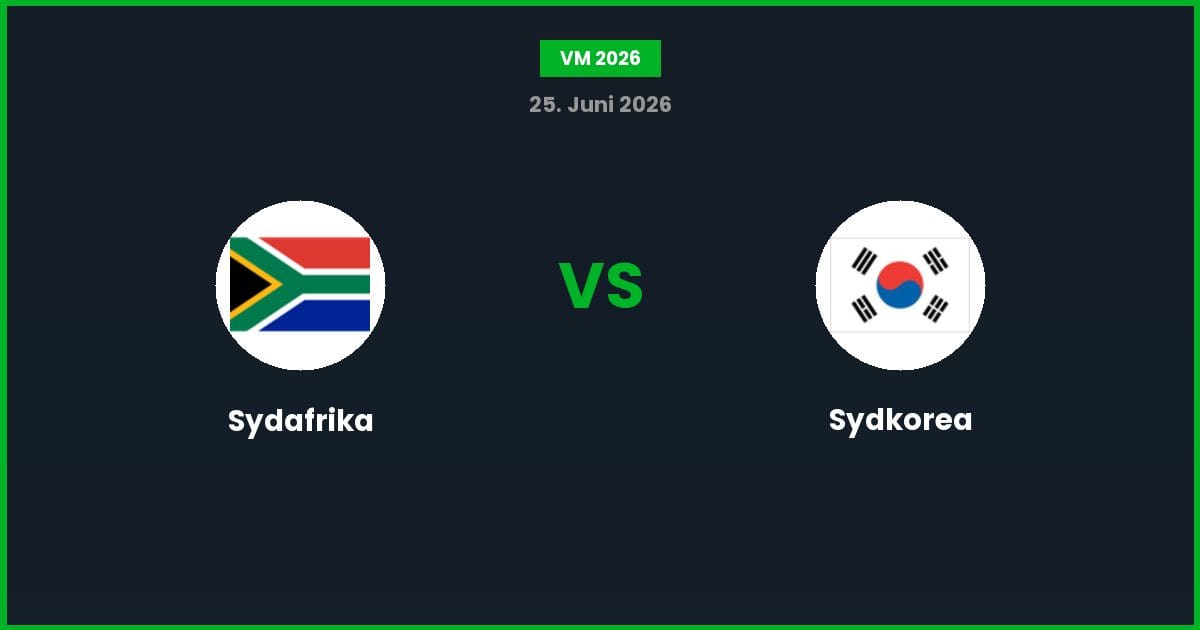 Sydafrika vs Sydkorea – Bedste Odds – 25/06/2026