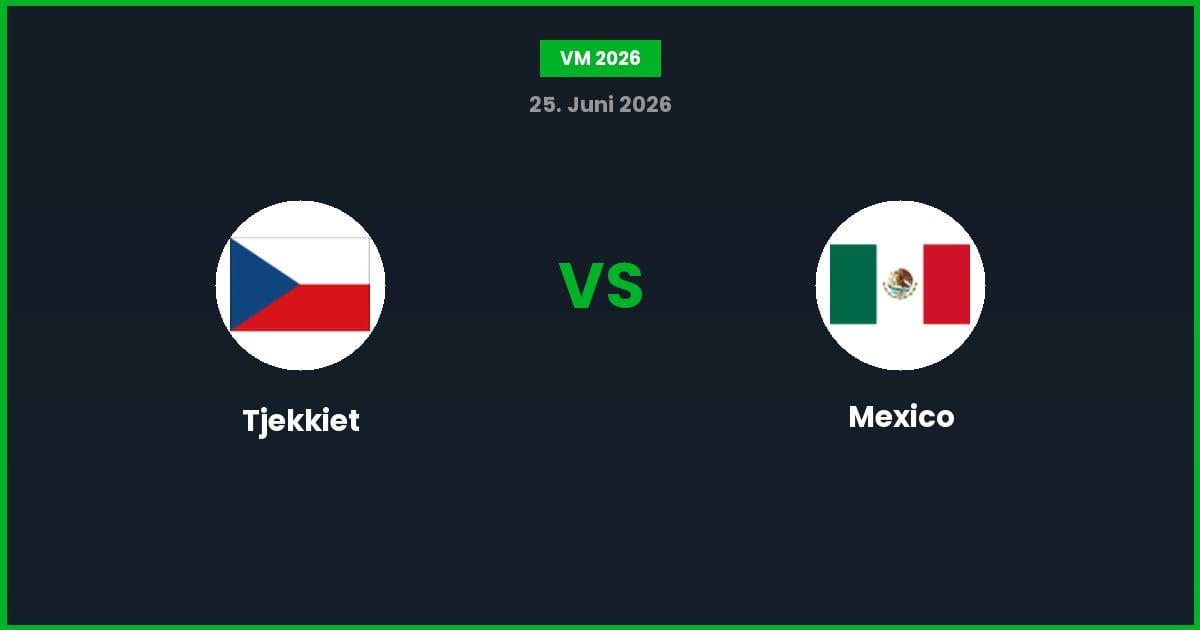 Tjekkiet vs Mexico – Bedste Odds – 25/06/2026