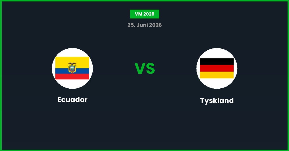 Ecuador vs Tyskland – Bedste Odds – 25/06/2026