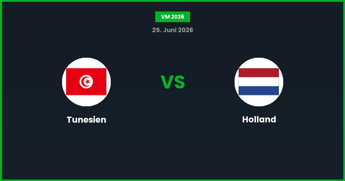 Tunesien vs Holland – Bedste Odds – 26/06/2026