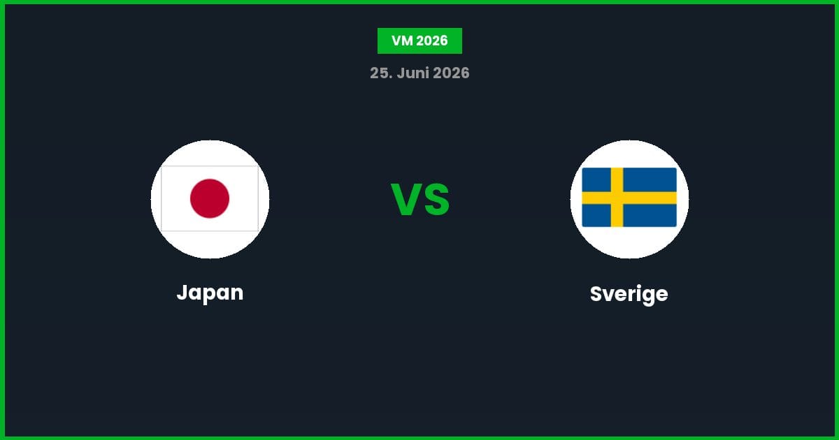 Japan vs Sverige – Bedste Odds – 26/06/2026
