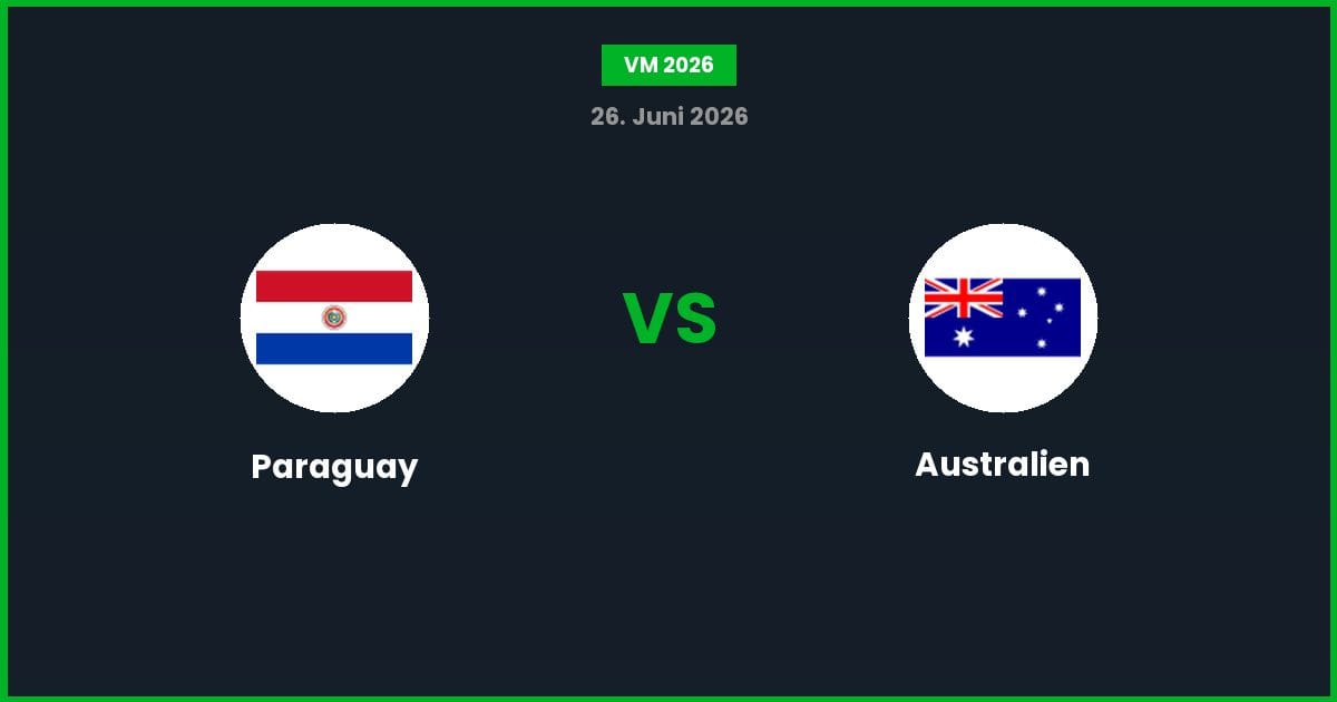 Paraguay vs Australien – Bedste Odds – 26/06/2026