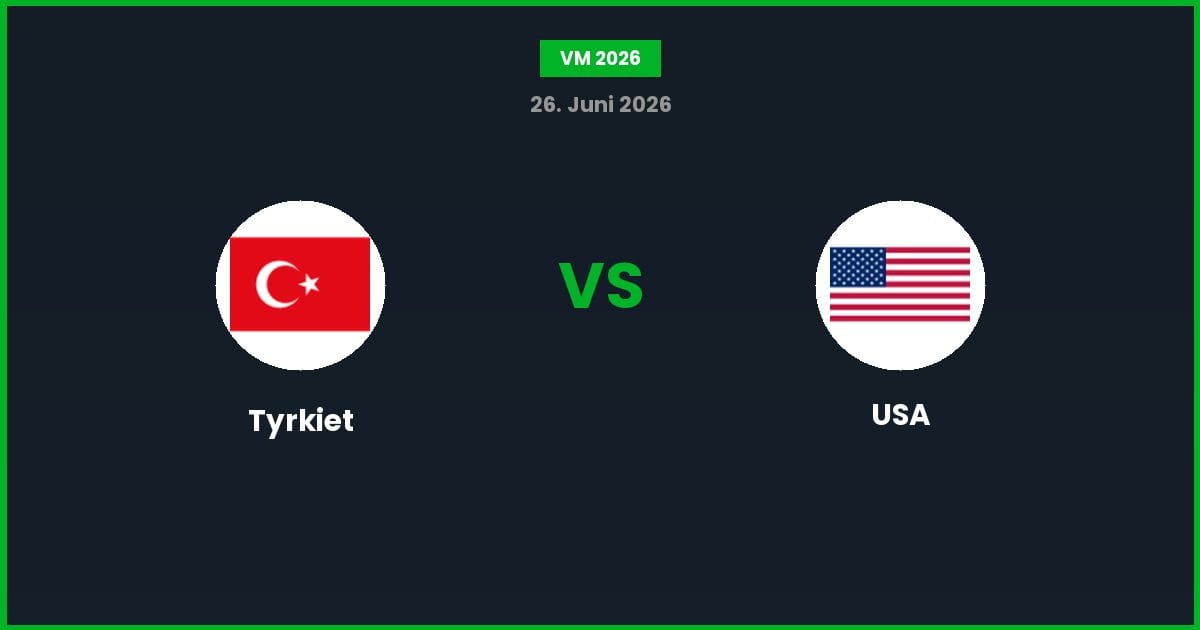 Tyrkiet vs USA – Bedste Odds – 26/06/2026