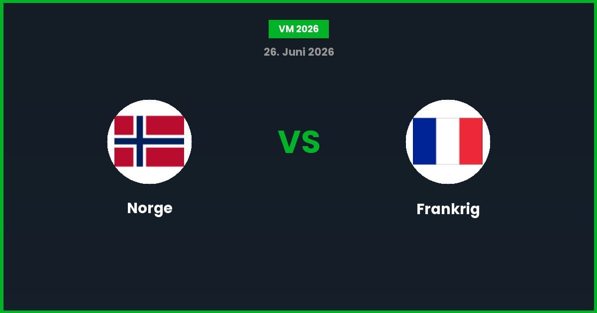 Norge vs Frankrig – Bedste Odds – 26/06/2026