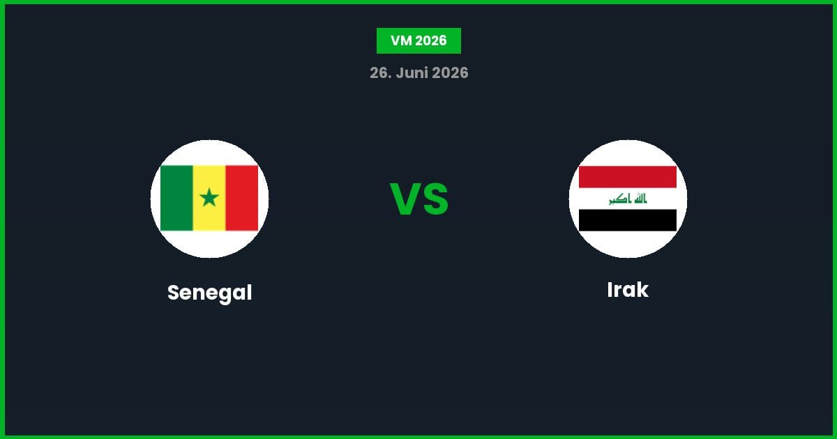 Senegal vs Irak – Bedste Odds – 26/06/2026