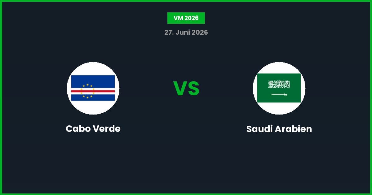 Cabo Verde vs Saudi-Arabien – Bedste Odds – 27/06/2026
