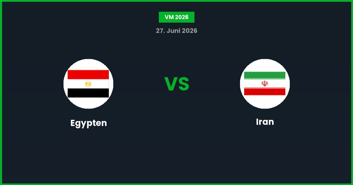 Egypten vs Iran – Bedste Odds – 27/06/2026