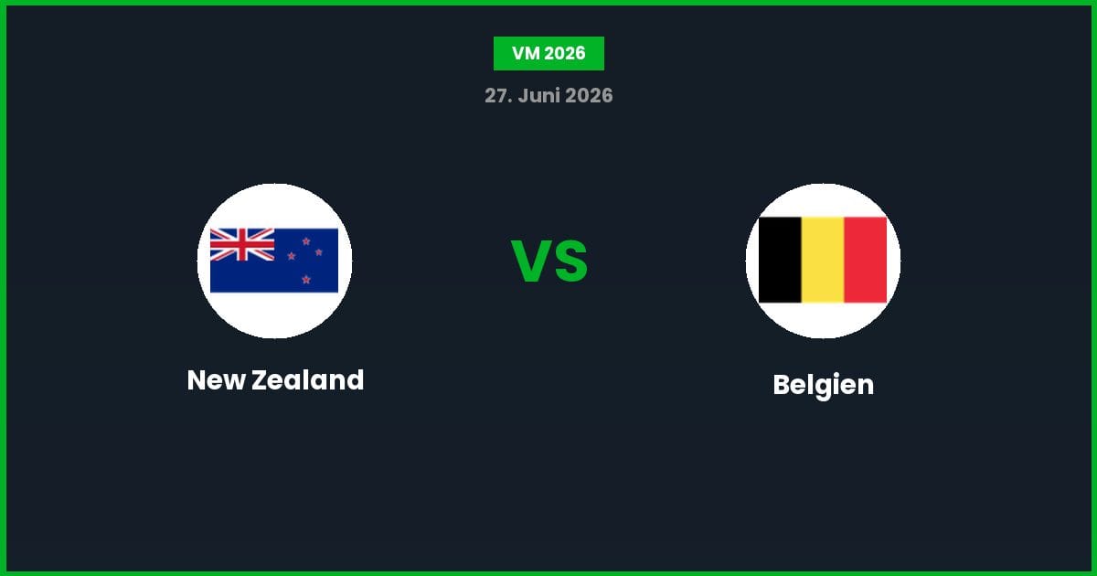 New Zealand vs Belgien – Bedste Odds – 27/06/2026