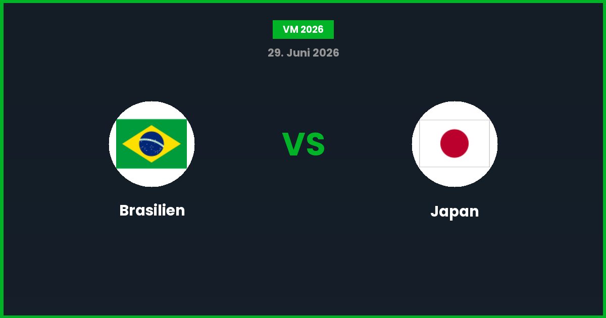 Brasilien vs Japan – Bedste Odds – 29/06/2026