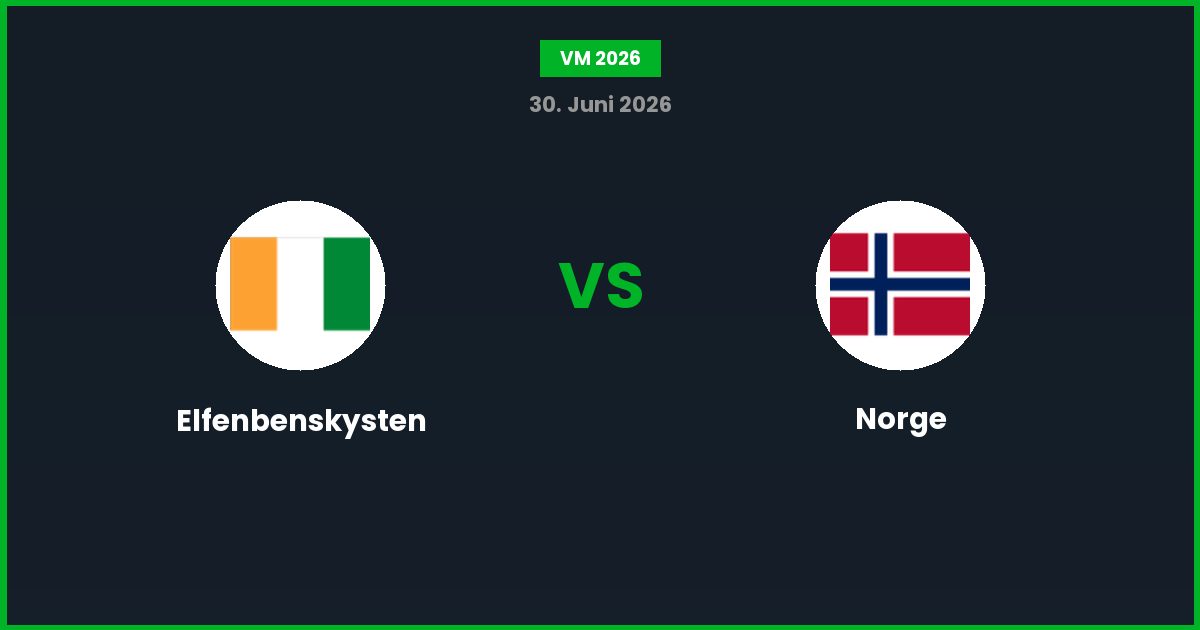 Elfenbenskysten vs Norge – Bedste Odds – 30/06/2026