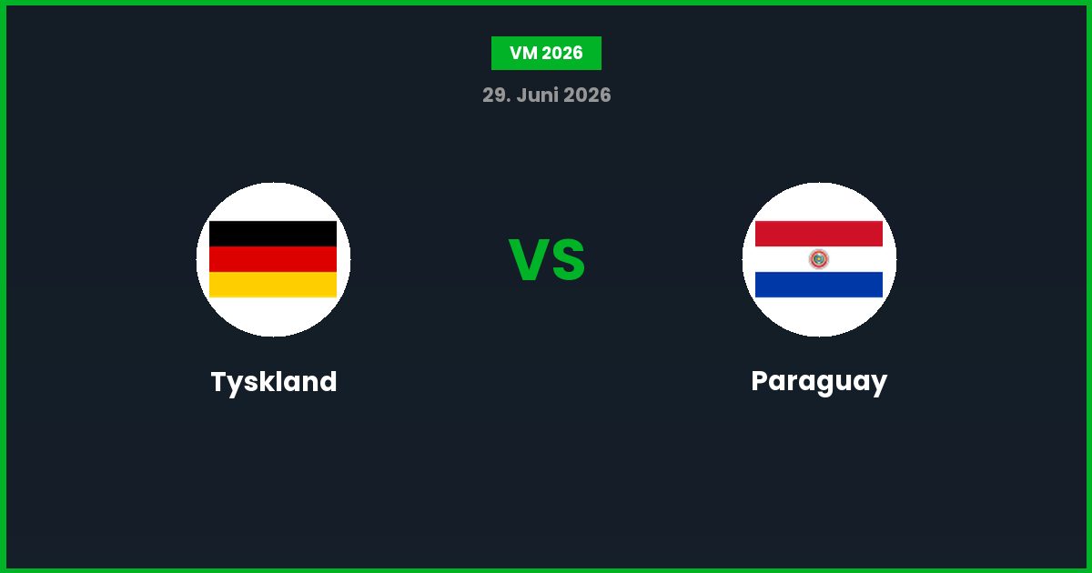 Tyskland vs Paraguay – Bedste Odds – 29/06/2026