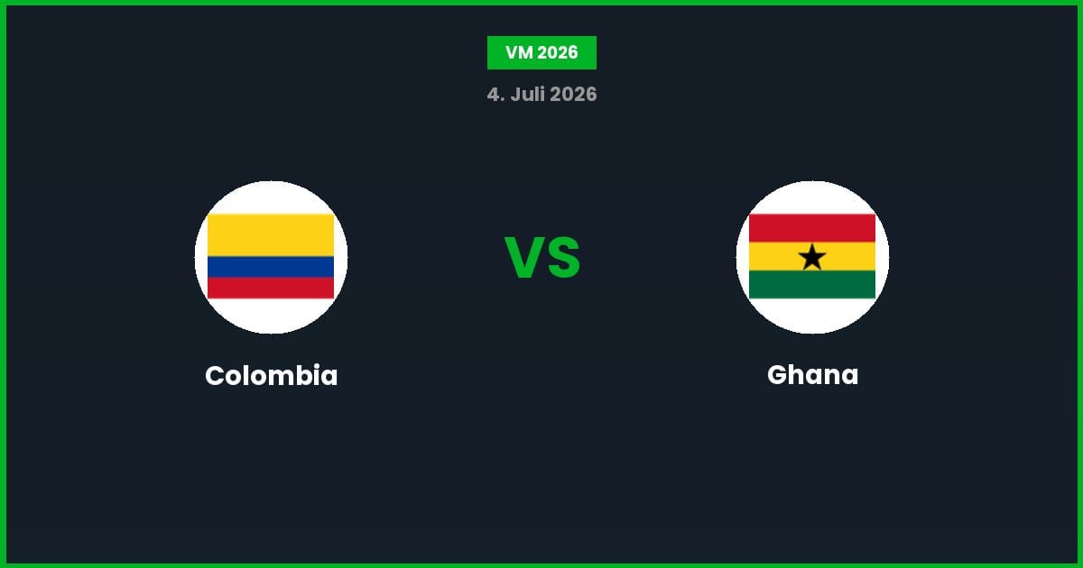 Colombia vs Ghana – Bedste Odds – 04/07/2026