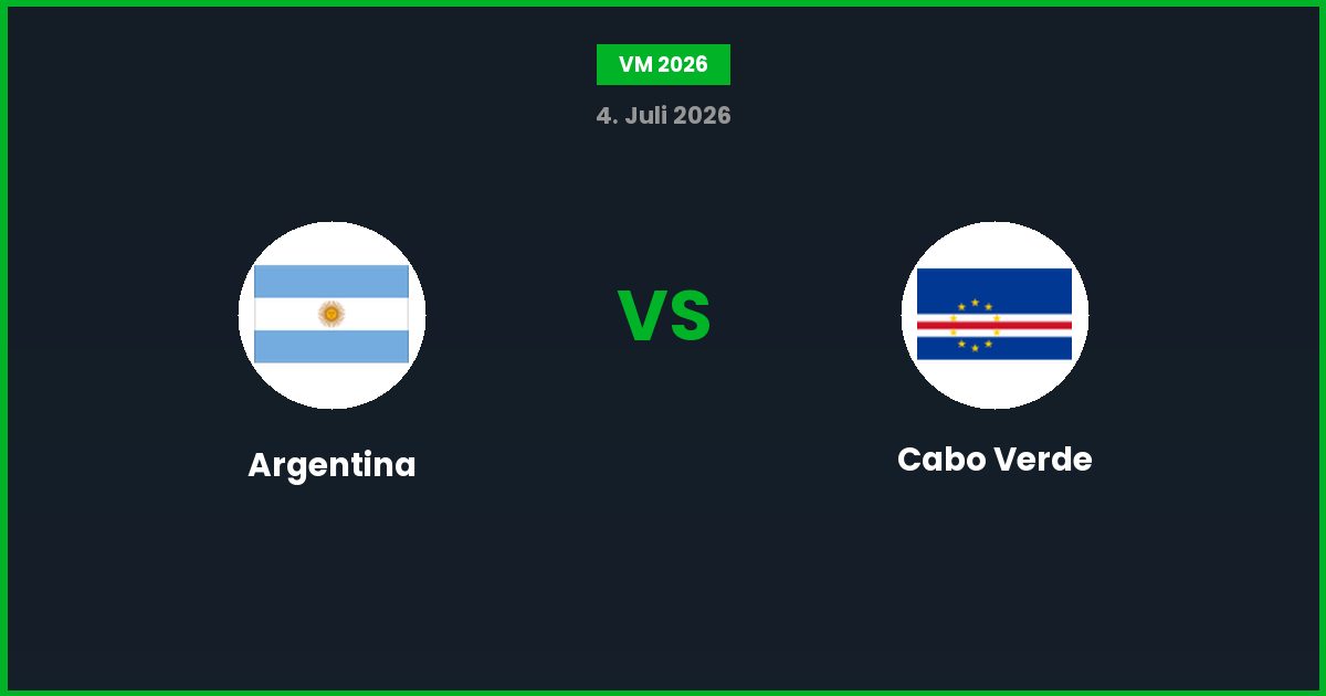 Argentina vs Kap Verde – Bedste Odds – 04/07/2026