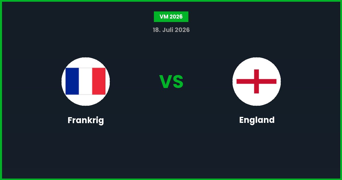 Frankrig vs England – Bedste Odds – 18/07/2026