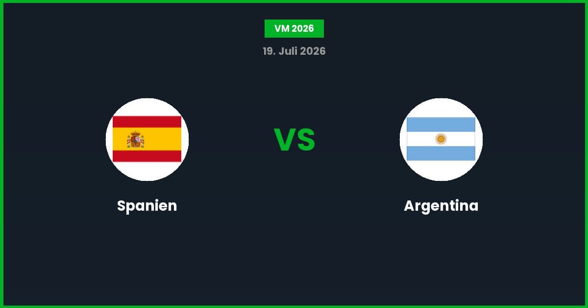 Spanien vs Argentina – Bedste Odds – 19/07/2026
