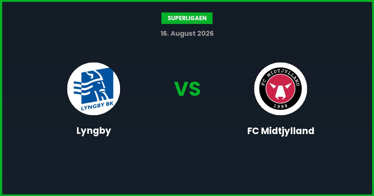 Lyngby vs FC Midtjylland – Bedste Odds – 16/08/2026