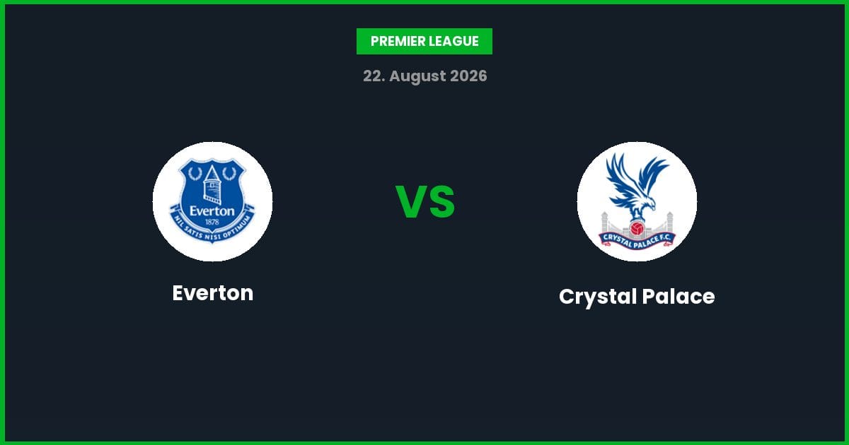 Everton vs Crystal Palace – Bedste Odds – 22/08/2026
