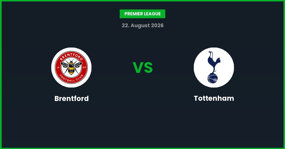 Brentford vs Tottenham – Bedste Odds – 22/08/2026