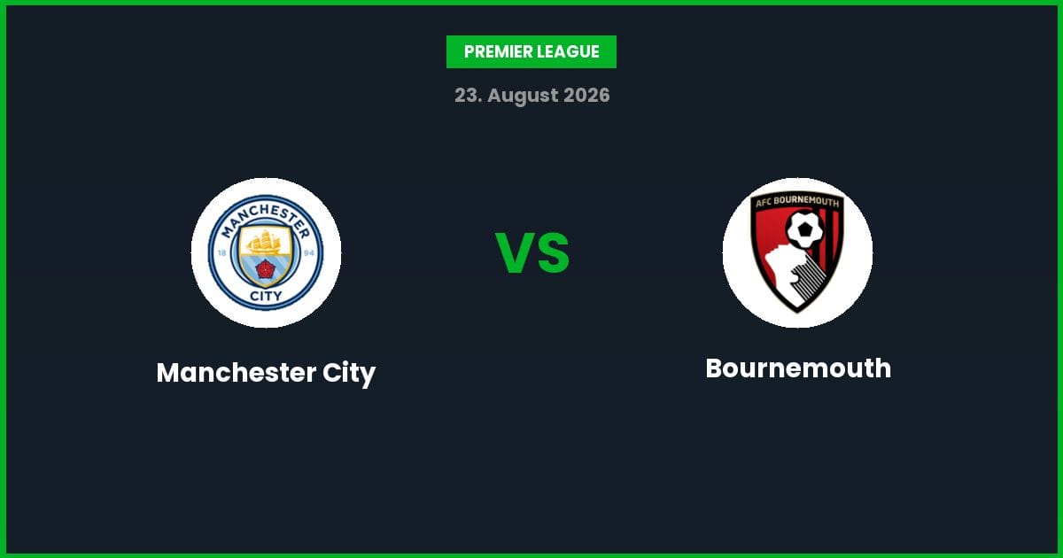 Manchester City vs Bournemouth – Bedste Odds – 23/08/2026